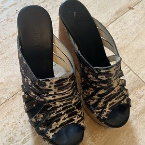 Jimmy Choo Cork Wedge Lizard print leather sandal